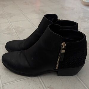 Call It Spring Black Ankle Booties with Gold Zipper